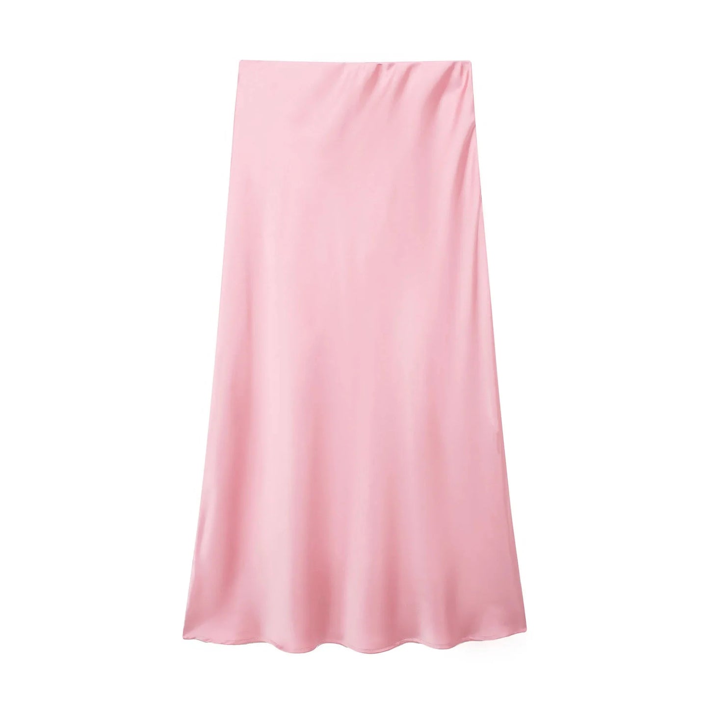 Hilde High Waist Black Satin Midi Skirt