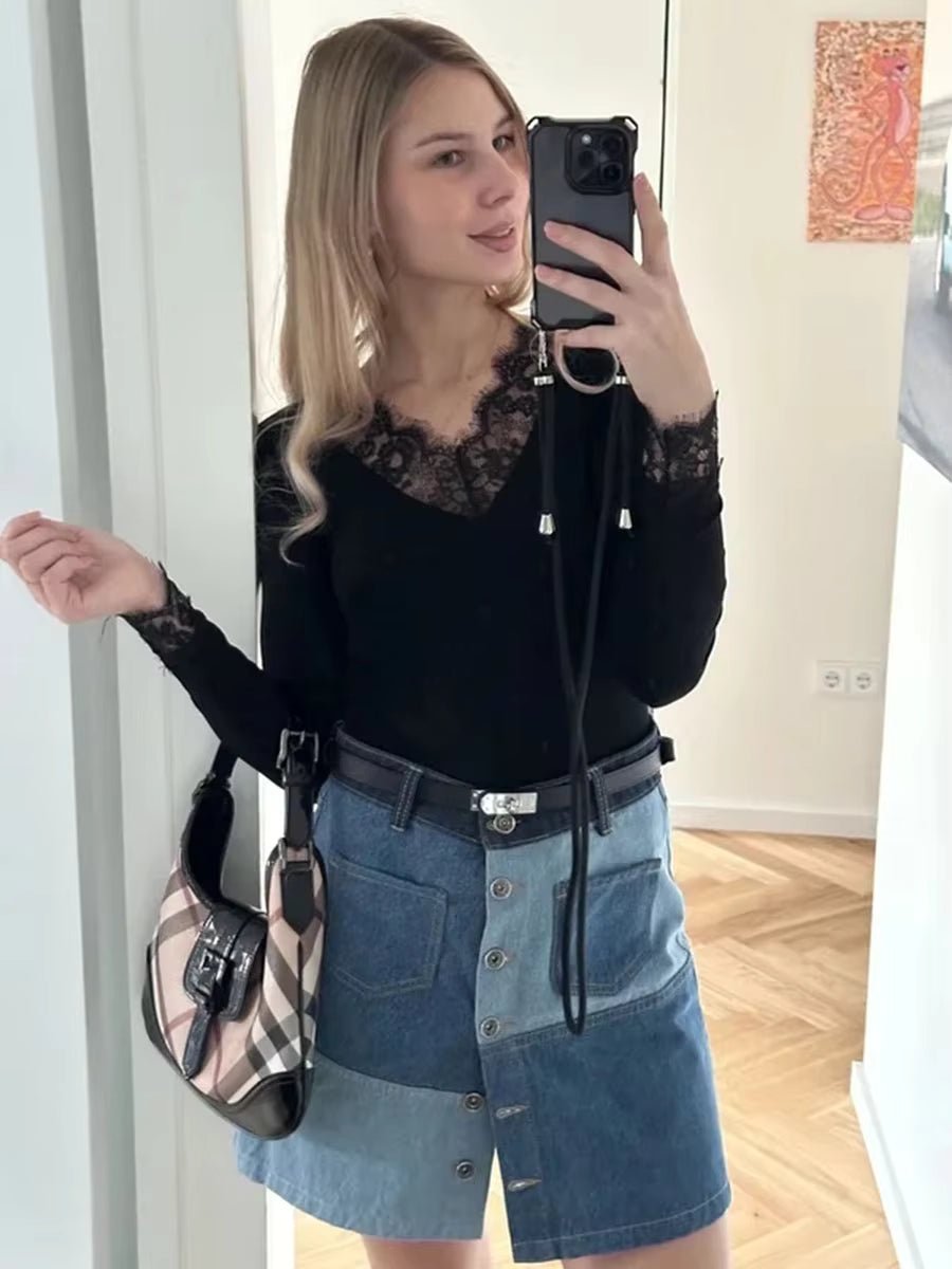 Sarah Lace V-Neck Casual Top