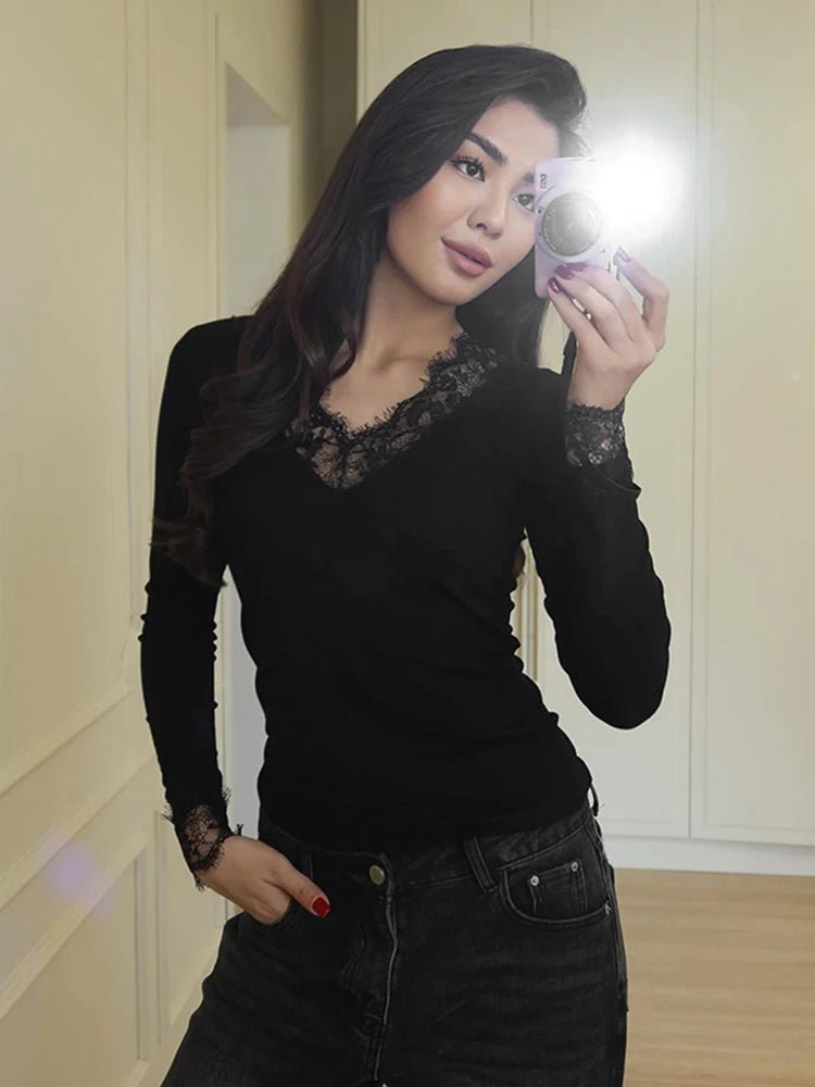 Sarah Lace V-Neck Casual Top