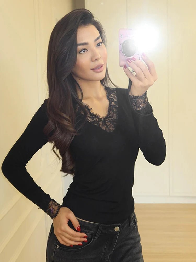 Sarah Lace V-Neck Casual Top
