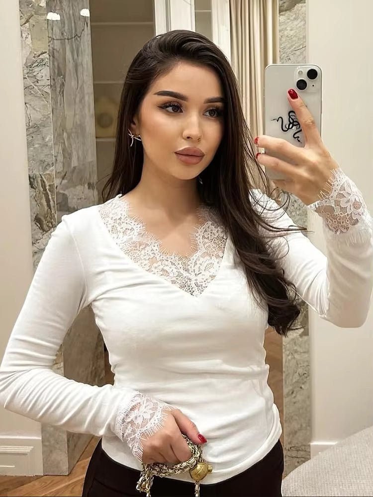 Sarah Lace V-Neck Casual Top