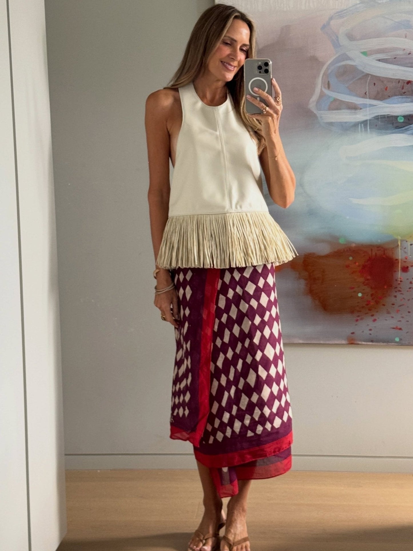 Gina Faux Leather Fringe Halter Top