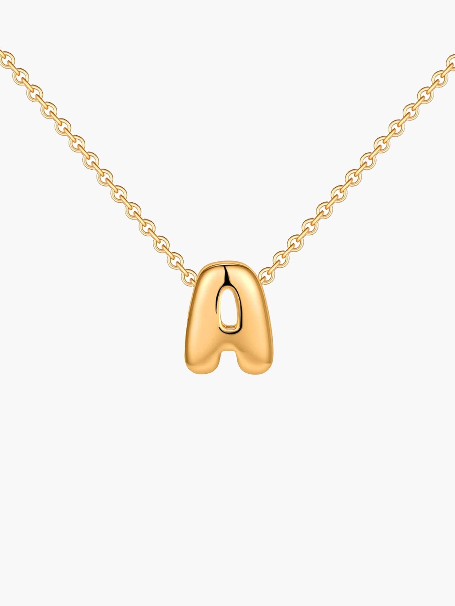 ZEYA - Alouette Gold Initial Necklace - Dainty 3D Bubble Name Jewelry for Women