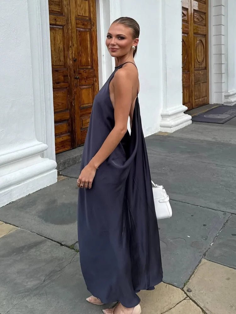 ZEYA - Althea Satin Halter Maxi Dress