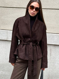 Annie Belted Faux Suede Trench Coat