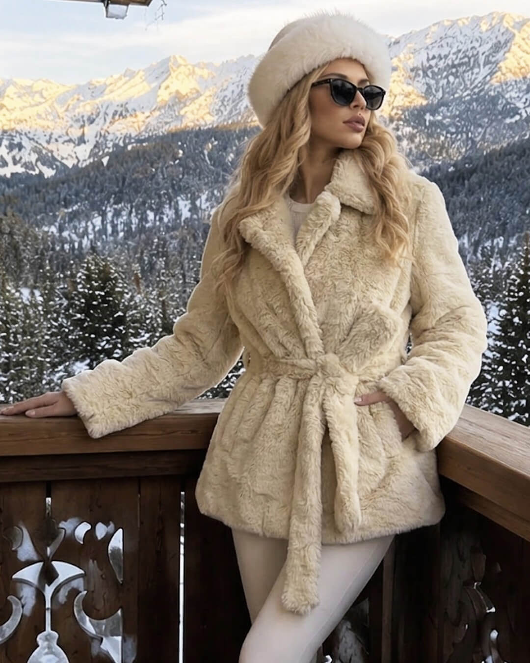 ZEYA - Ariana Faux Fur Coat with Belt