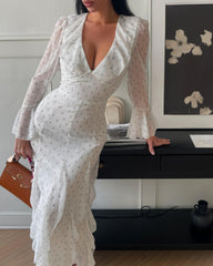 Athena Flared Sleeve Ruffle Maxi Dress