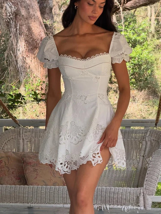 ZEYA - Audra Lace Hollow-Out Mini Dress