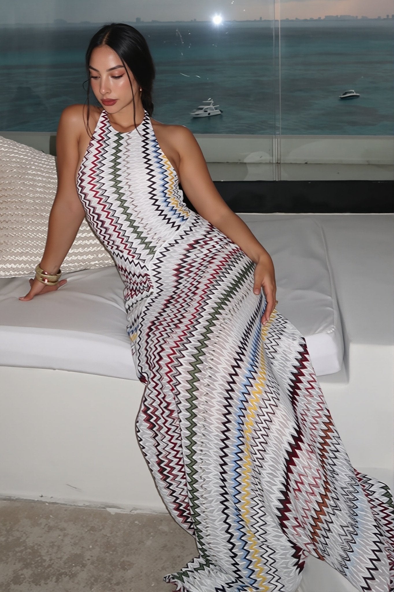 ZEYA - Belle Halter Cutout Back Maxi Dress