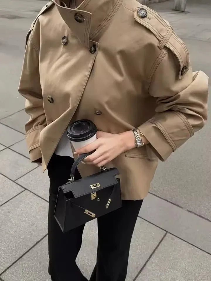 ZEYA - Brynn Stand Collar Cropped Trench Coat