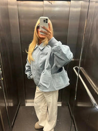 Camille Babyblue Suede Bomber Jacket