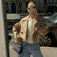 Carla Cropped Double Breasted Trench Coat