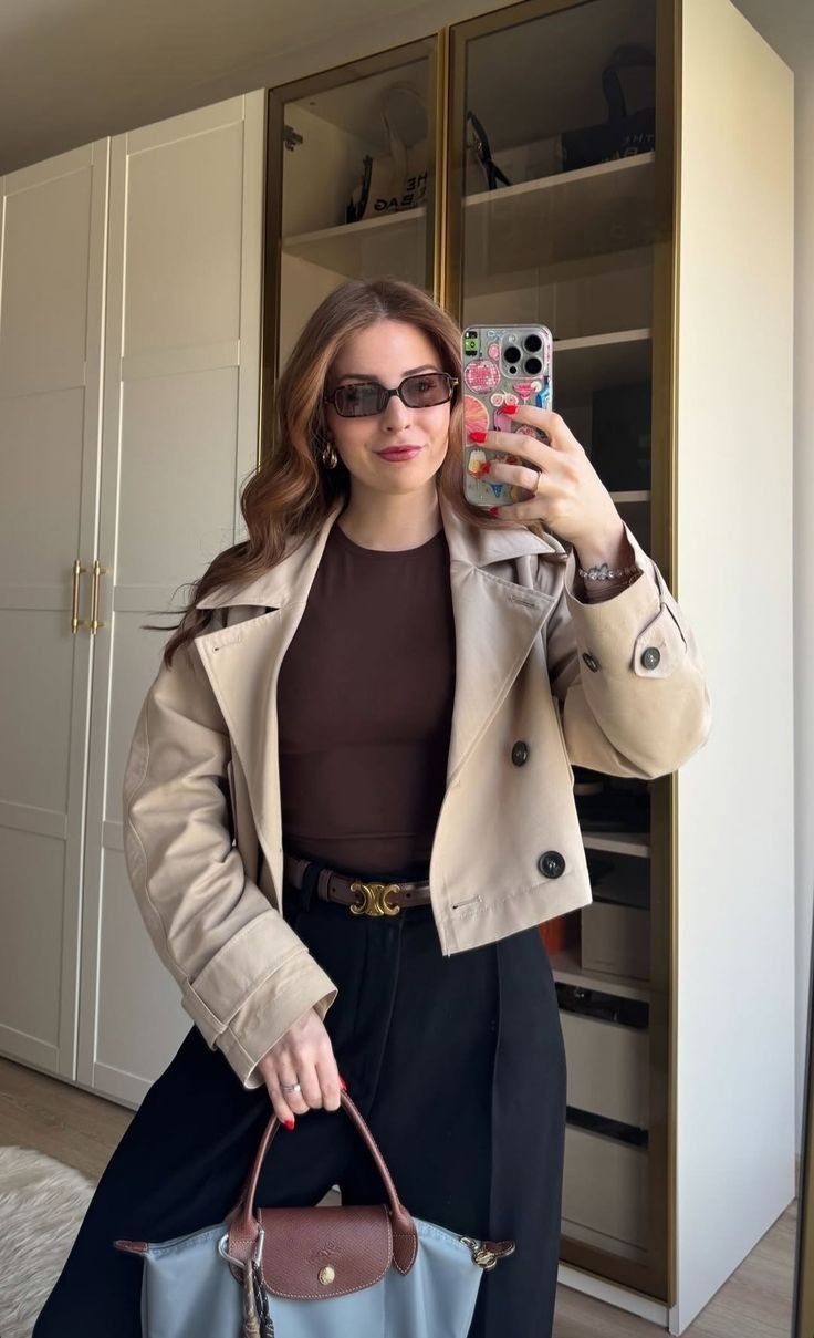 ZEYA - Carla Cropped Double Breasted Trench Coat