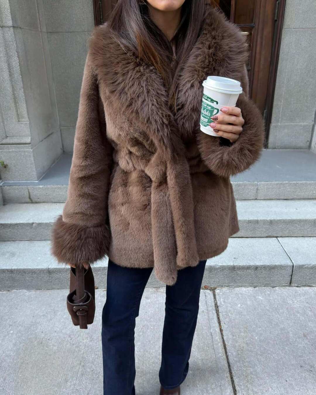 ZEYA - Carmina Faux Fur Trim Coat