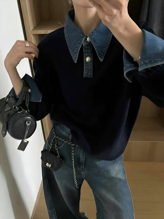 ZEYA - Claire Denim Collar Sweater
