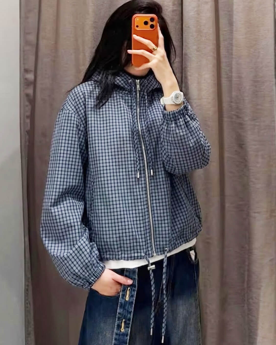 ZEYA - Ellie Plaid Cropped Hooded Jacket