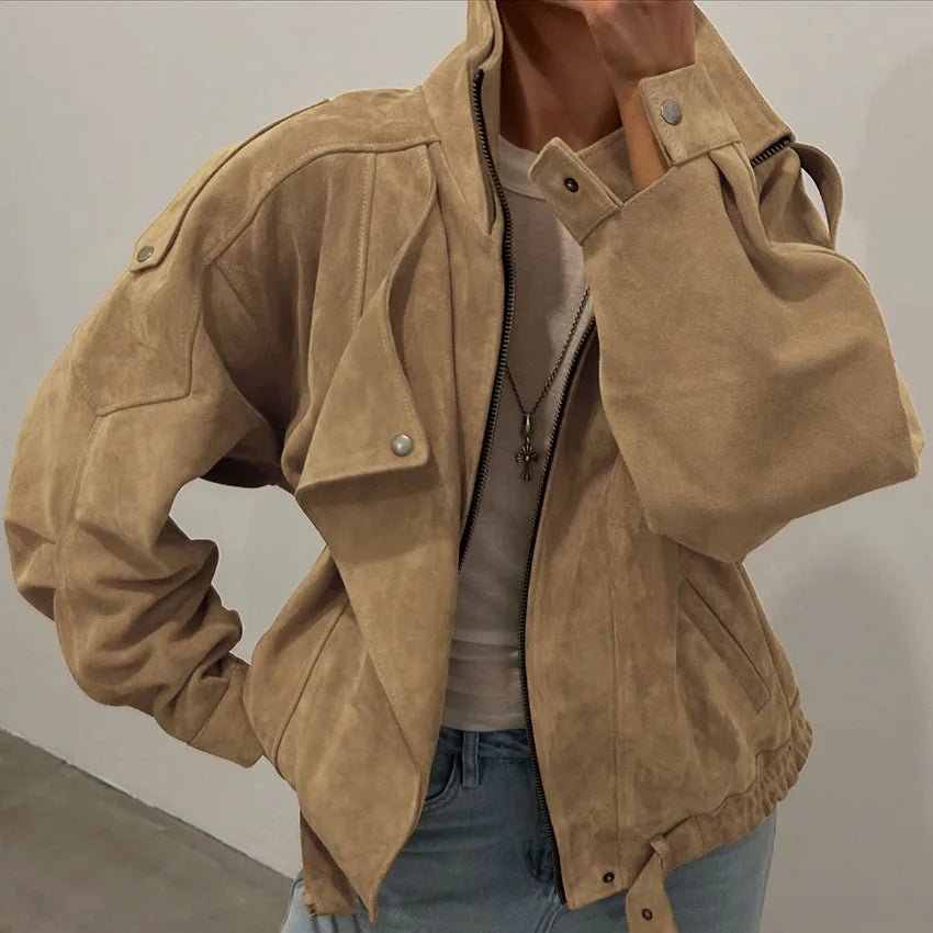 ZEYA - Erica Faux Suede Oversized Bomber Jacket