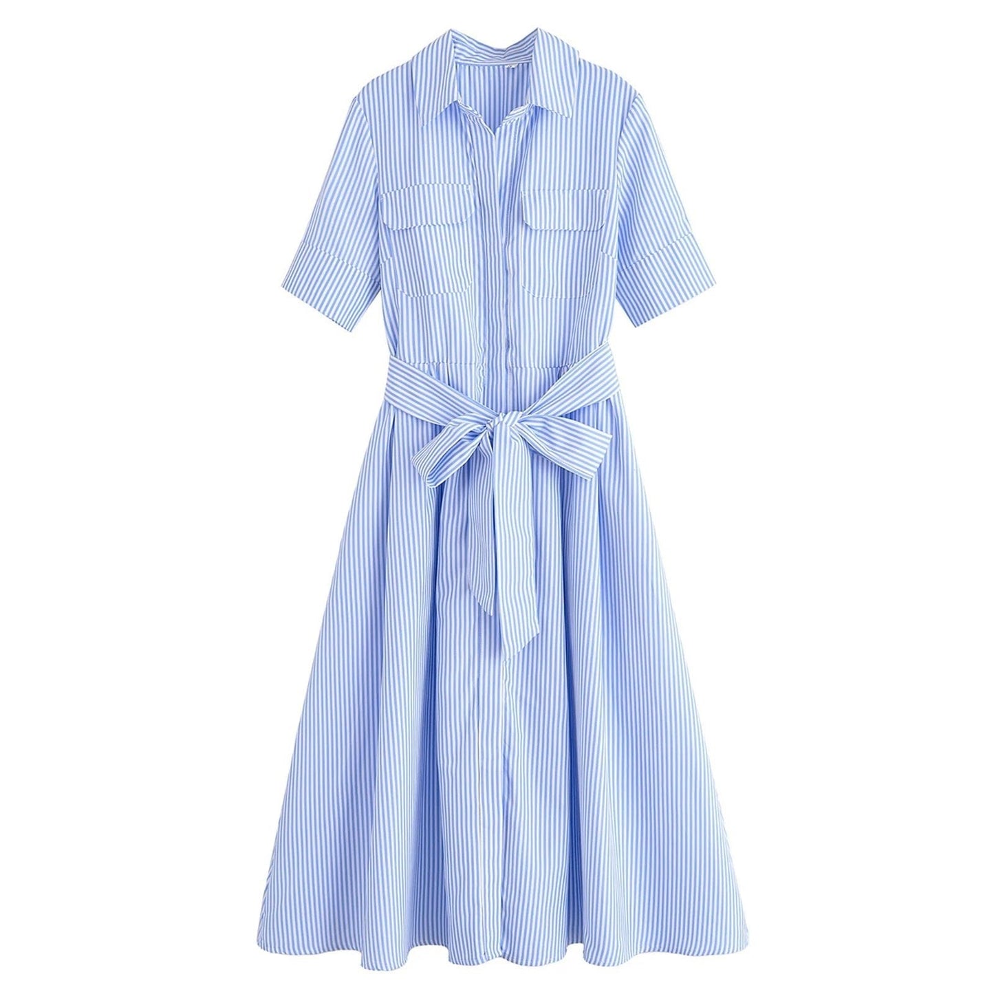 ZEYA - Evita Belted Shirt Midi Dress