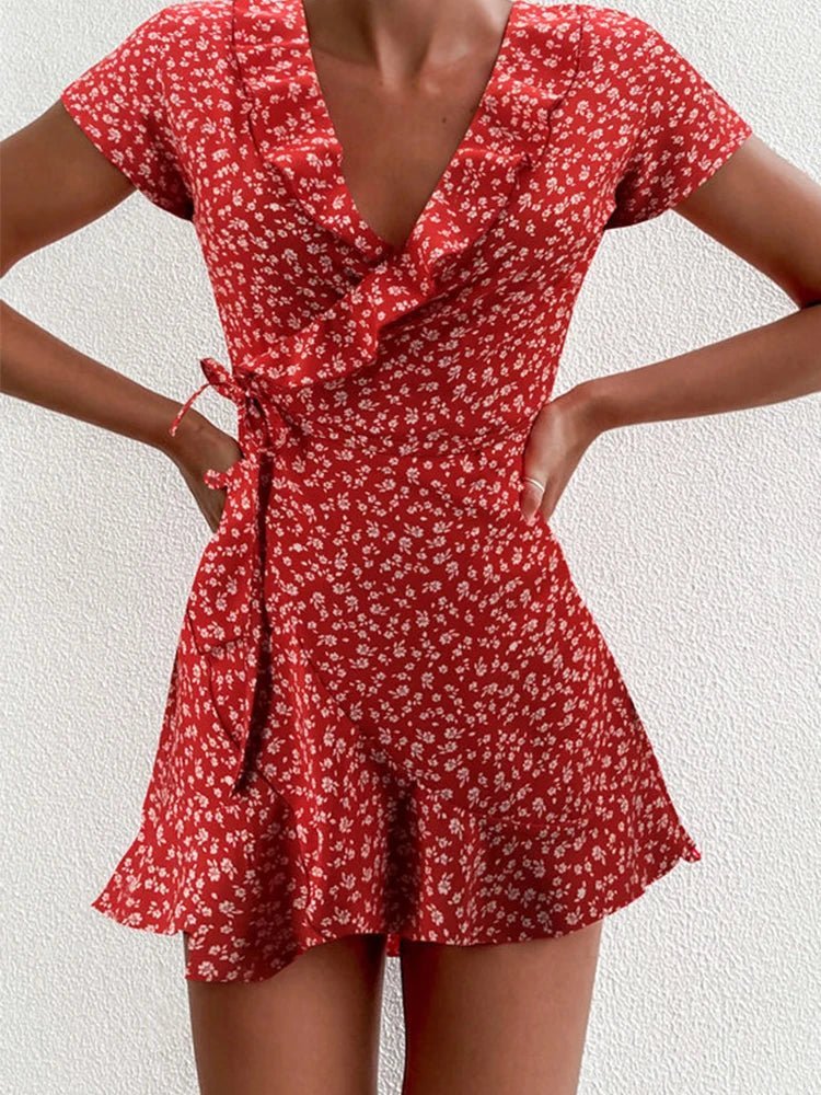 ZEYA - Gabrielle Floral V - Neck A - Line Mini Dress