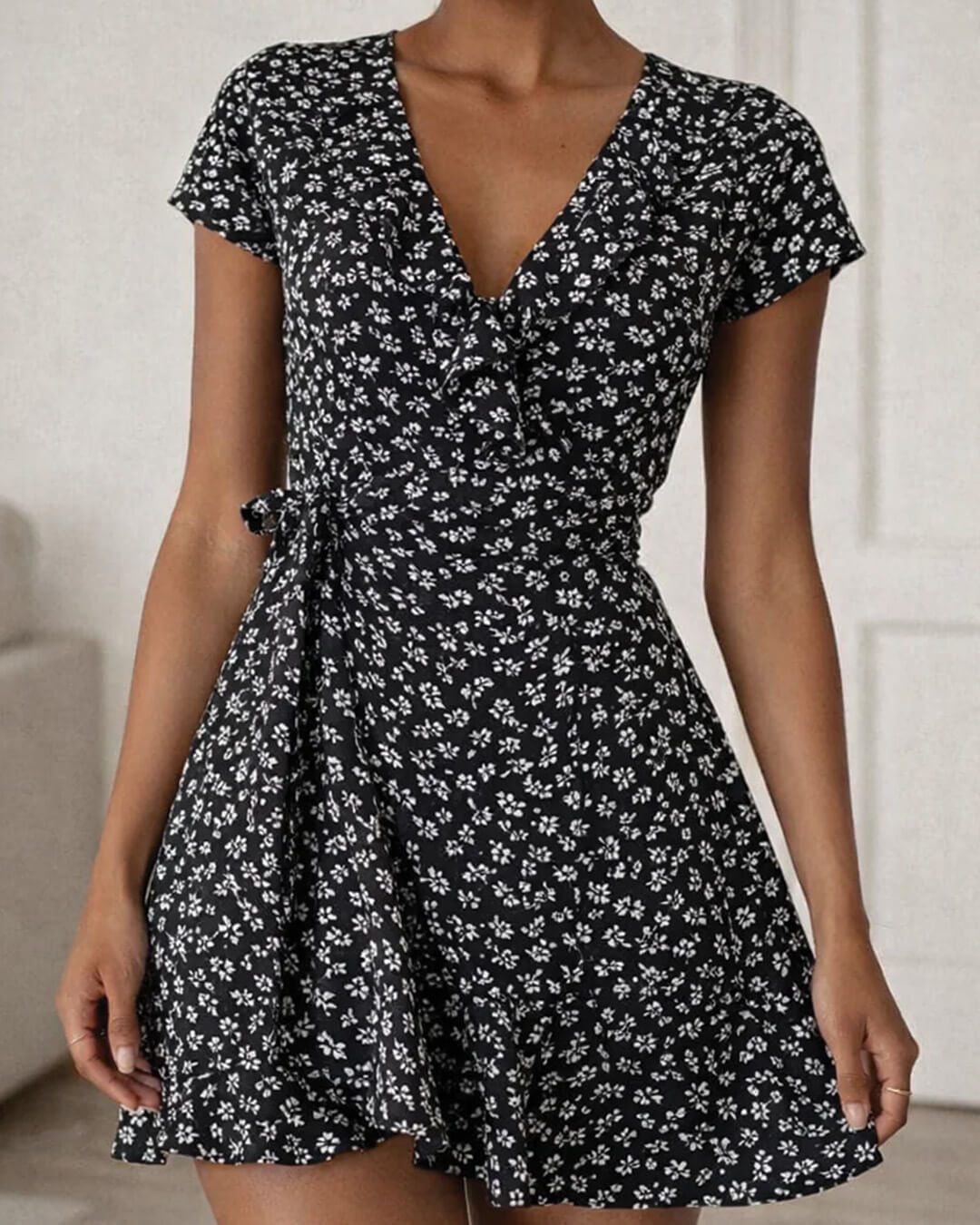 ZEYA - Gabrielle Floral V - Neck A - Line Mini Dress