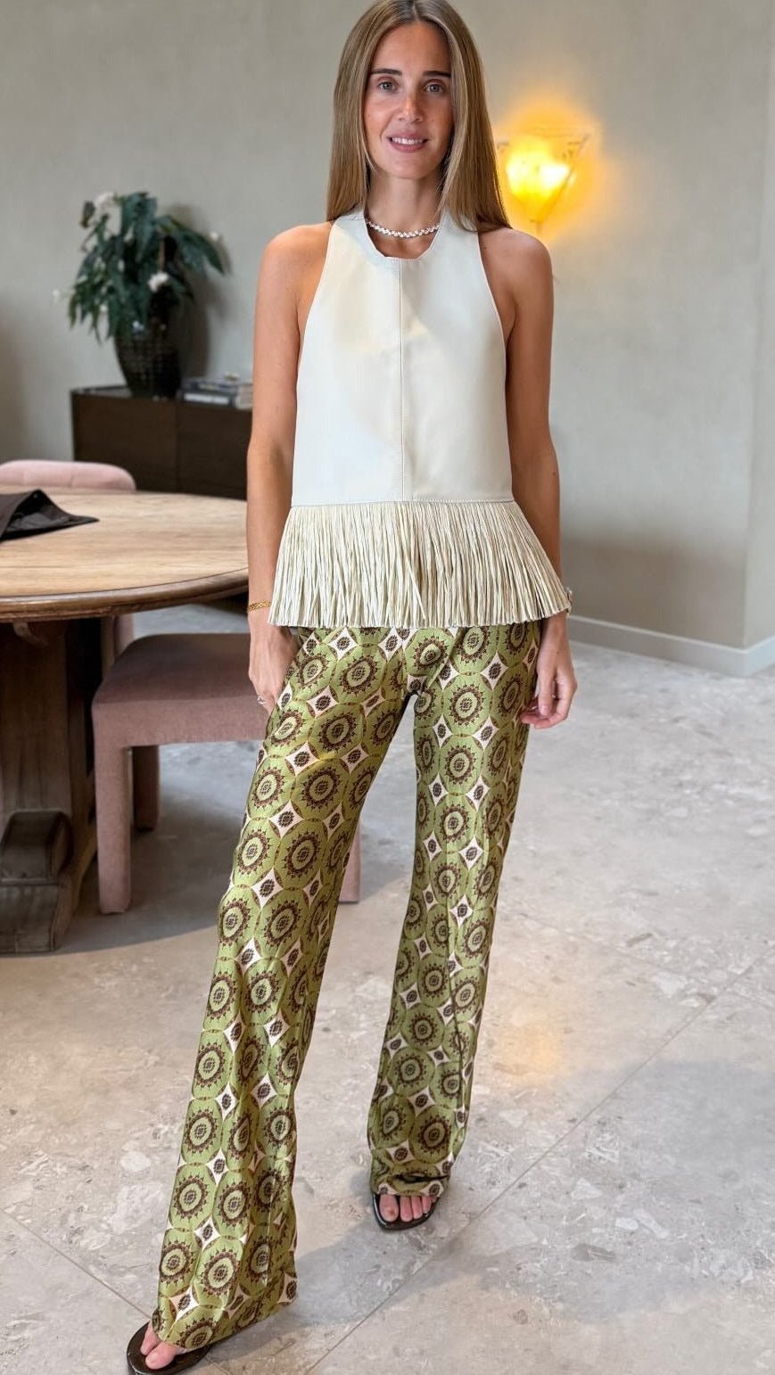 ZEYA - Gina Faux Leather Fringe Halter Top