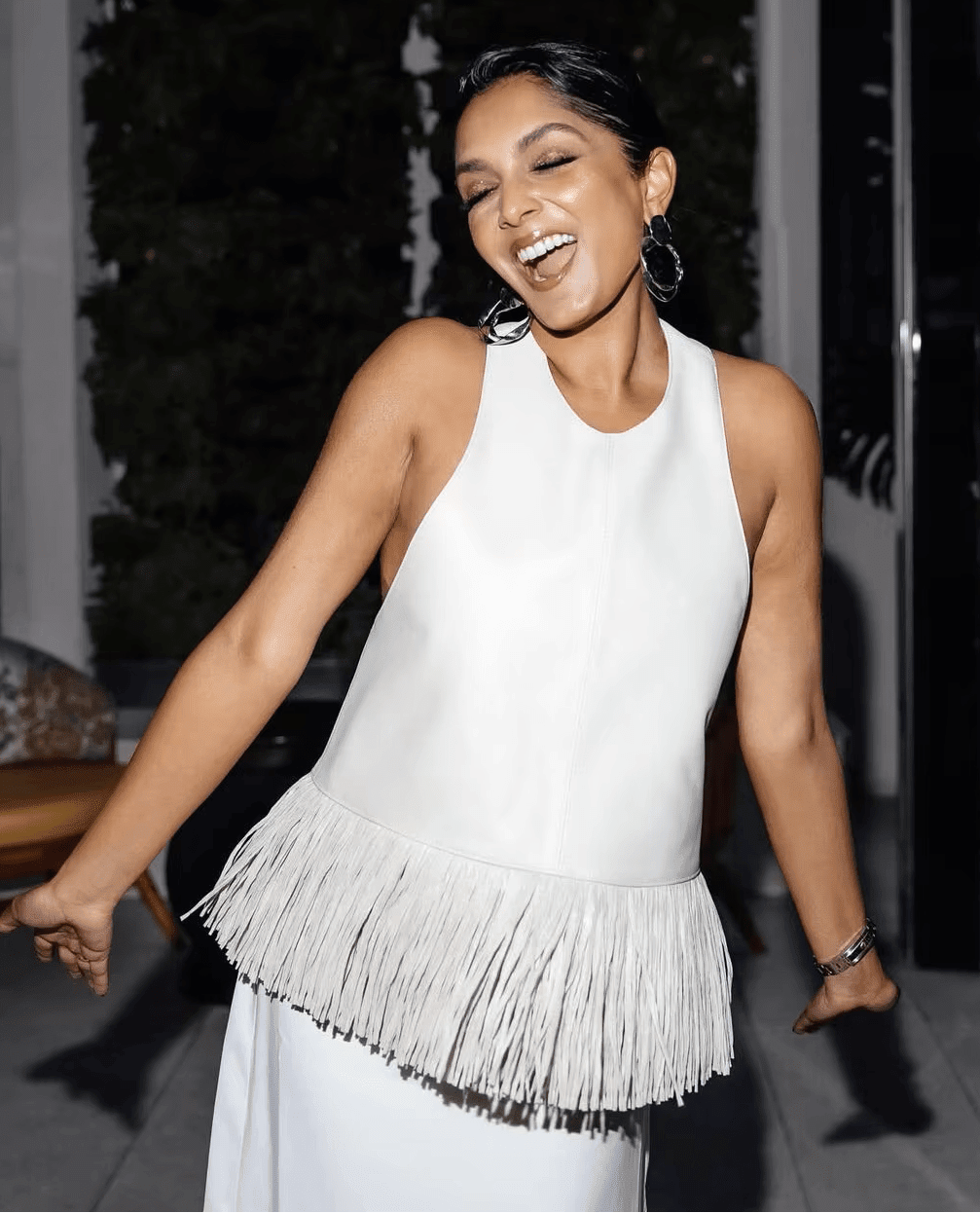 ZEYA - Gina Faux Leather Fringe Halter Top