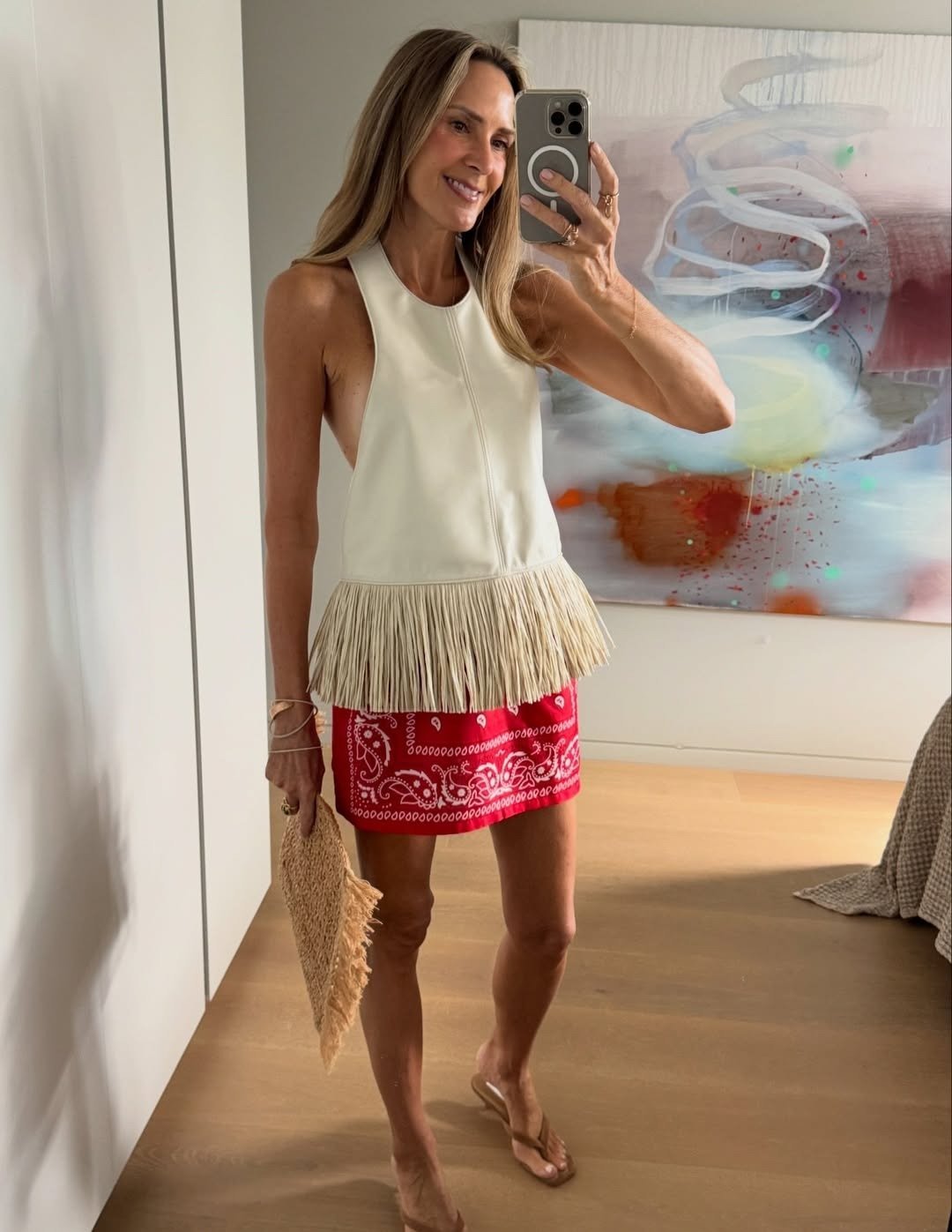 ZEYA - Gina Faux Leather Fringe Halter Top