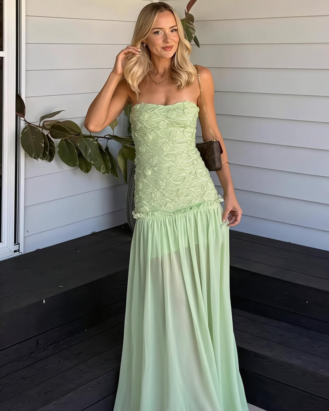 ZEYA - Goldie Strapless Floral Lace Maxi Dress