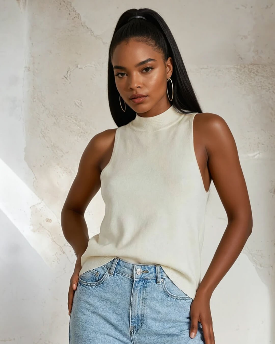 ZEYA - Juliette Halter Neck Sleeveless Knit Crop Top