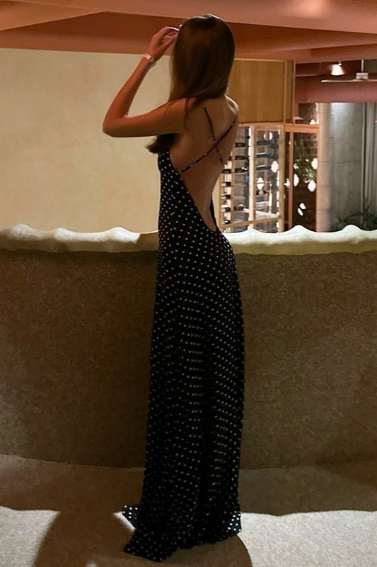 ZEYA - Lauren Polka Dot Backless Maxi Dress
