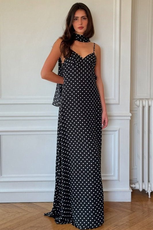 ZEYA - Lauren Polka Dot Backless Maxi Dress