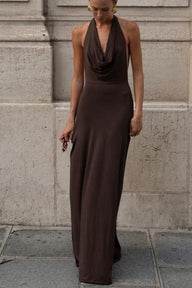 Leah Halter Backless Maxi Dress