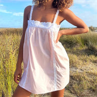 Liora Lace Trim Babydoll Mini Dress
