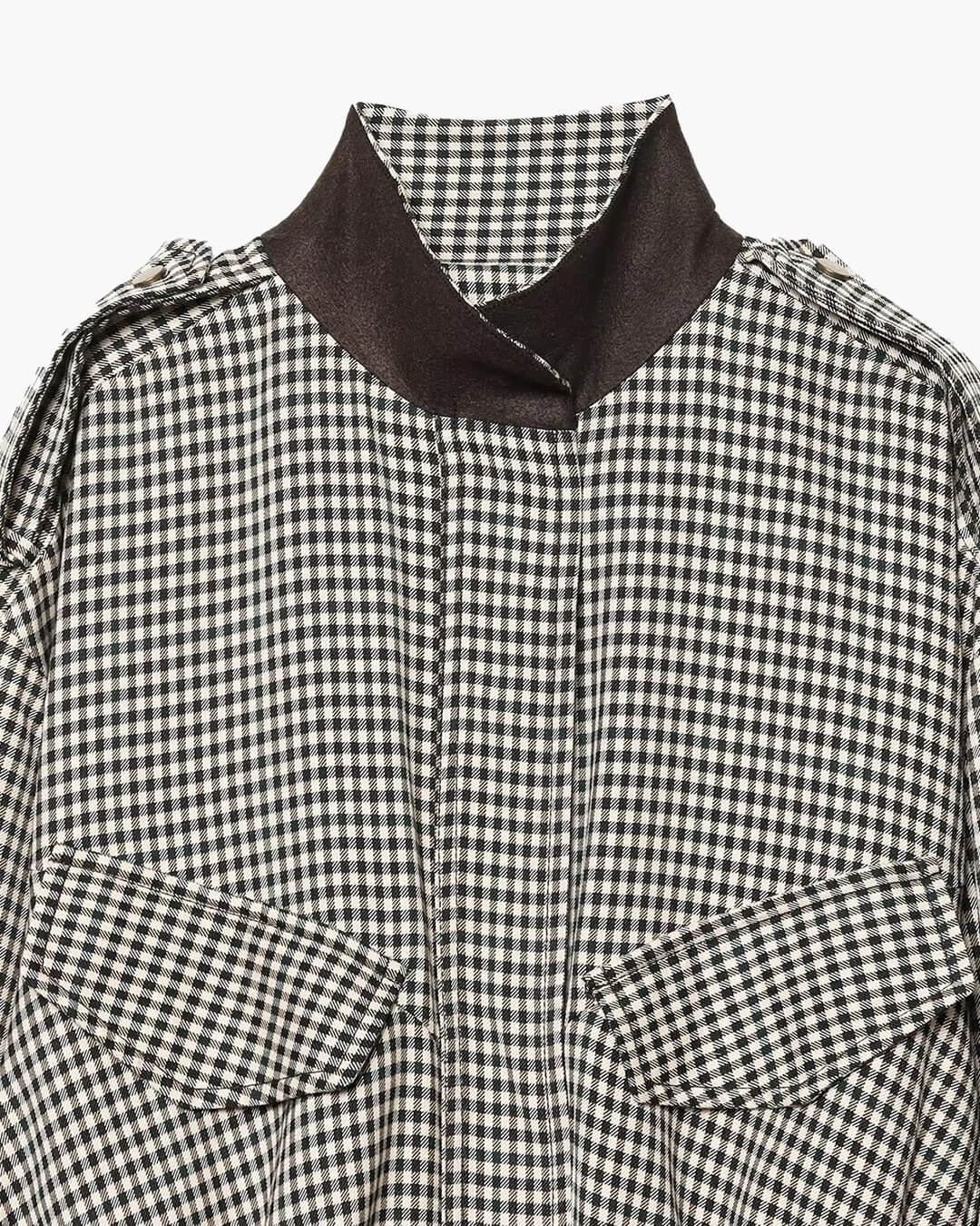 ZEYA - Lisa High Neck Checked Bomber Jacket