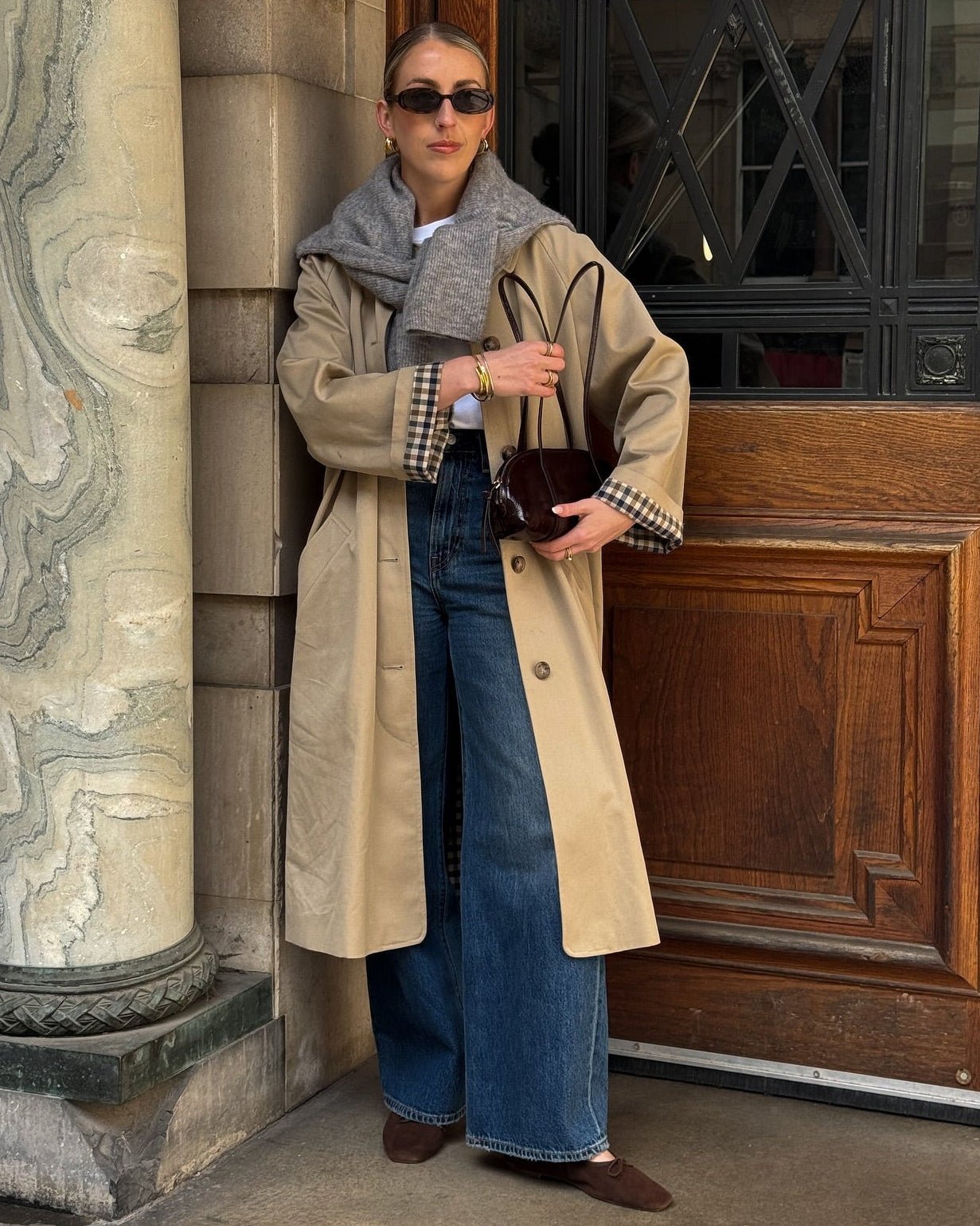 ZEYA - Lucy Check-Accent Trench Coat