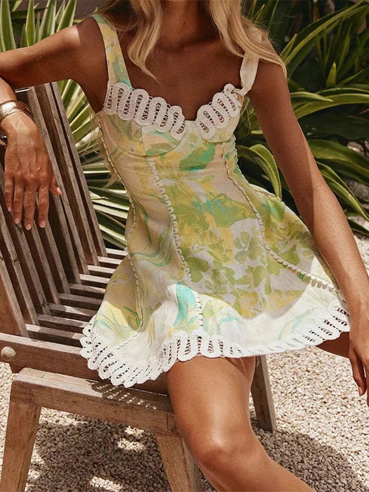 ZEYA - Maia Floral Linen Corset Mini Dress