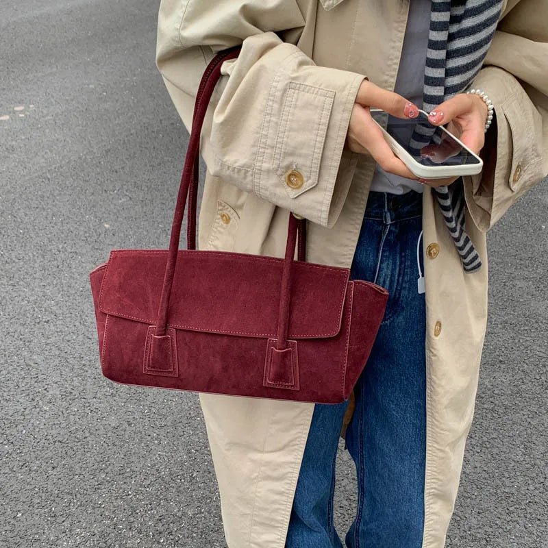 ZEYA - Melissa Vintage Faux Suede Shoulder Bag