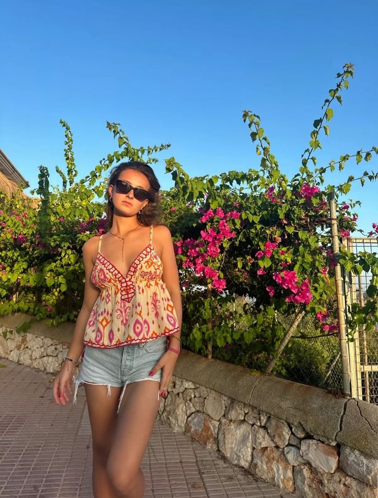 ZEYA - Mia Embroidered Boho Tassel Tie Cami Top