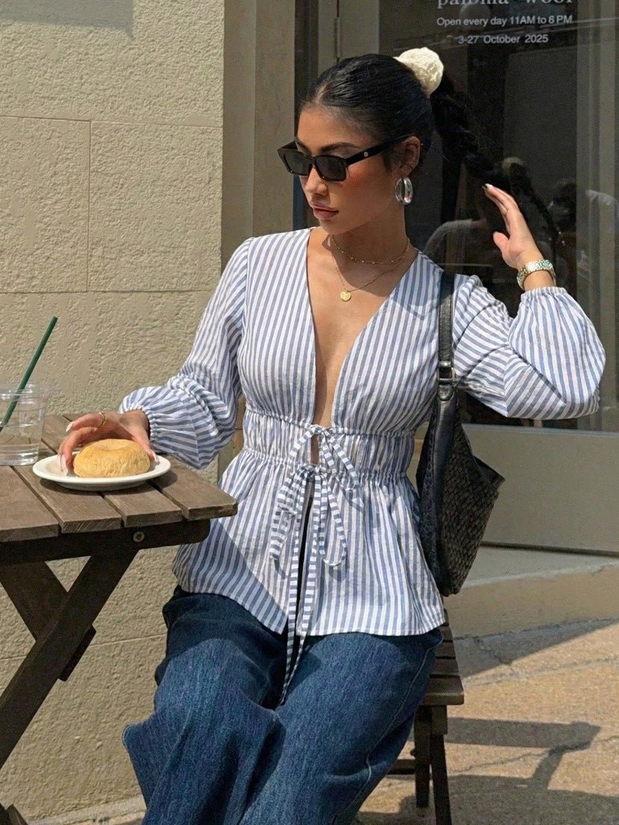 ZEYA - Mireille Striped Tie - Front Blouse