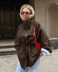Miriam Contrast Collar Windbreaker Jacket