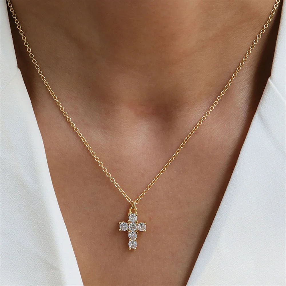 ZEYA - Miya Birthstone Necklace - Elegant Cross Pendant with Zircon for Women