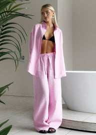 Nala Cotton Lounge Set Button-Up & Wide Pants