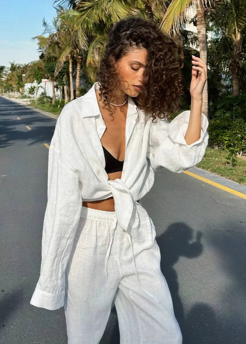 ZEYA - Nyla Cotton Shirt & Lounge Pants Set