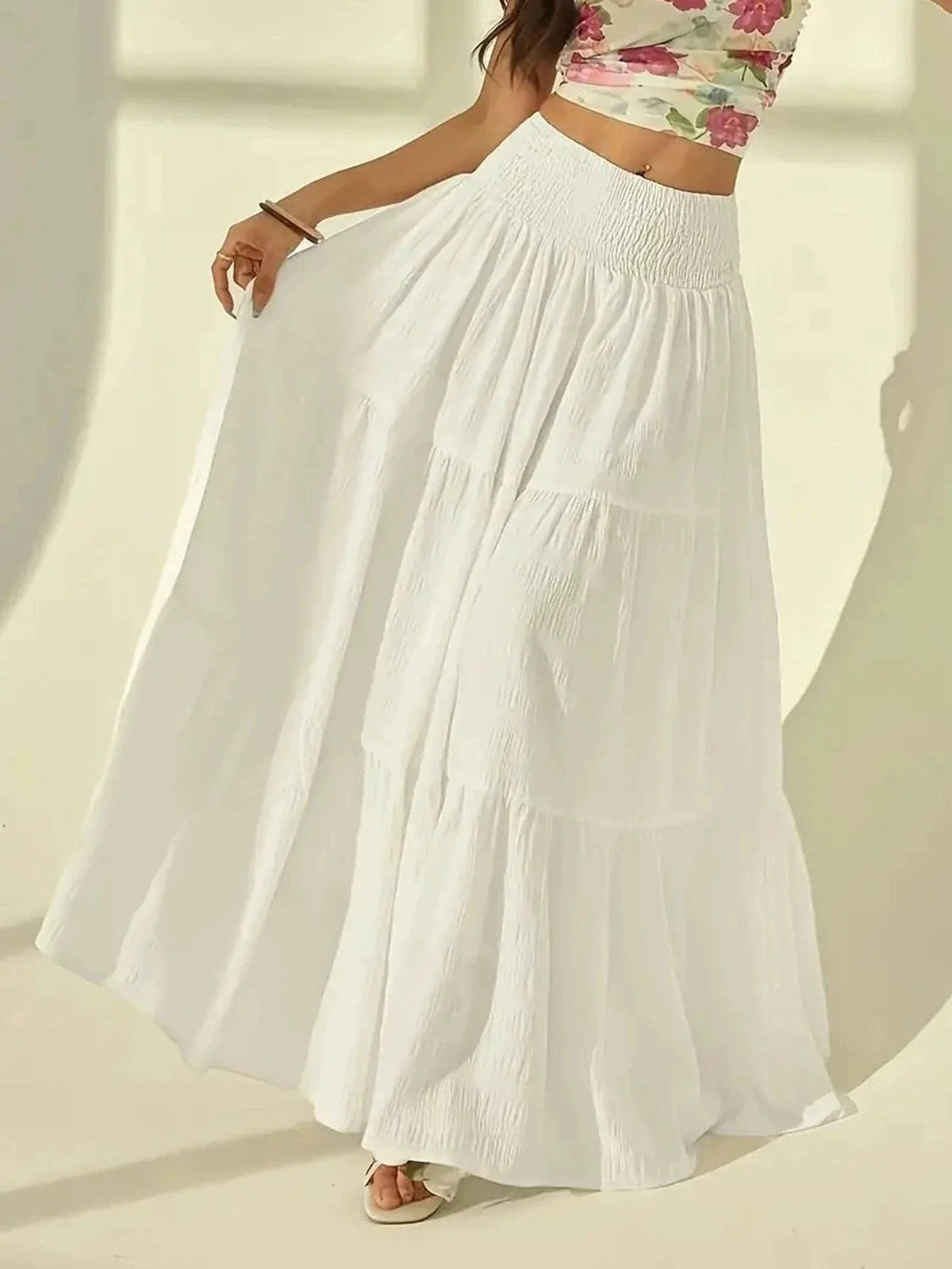 ZEYA - Octavia Tiered Maxi Skirt Elastic Waist