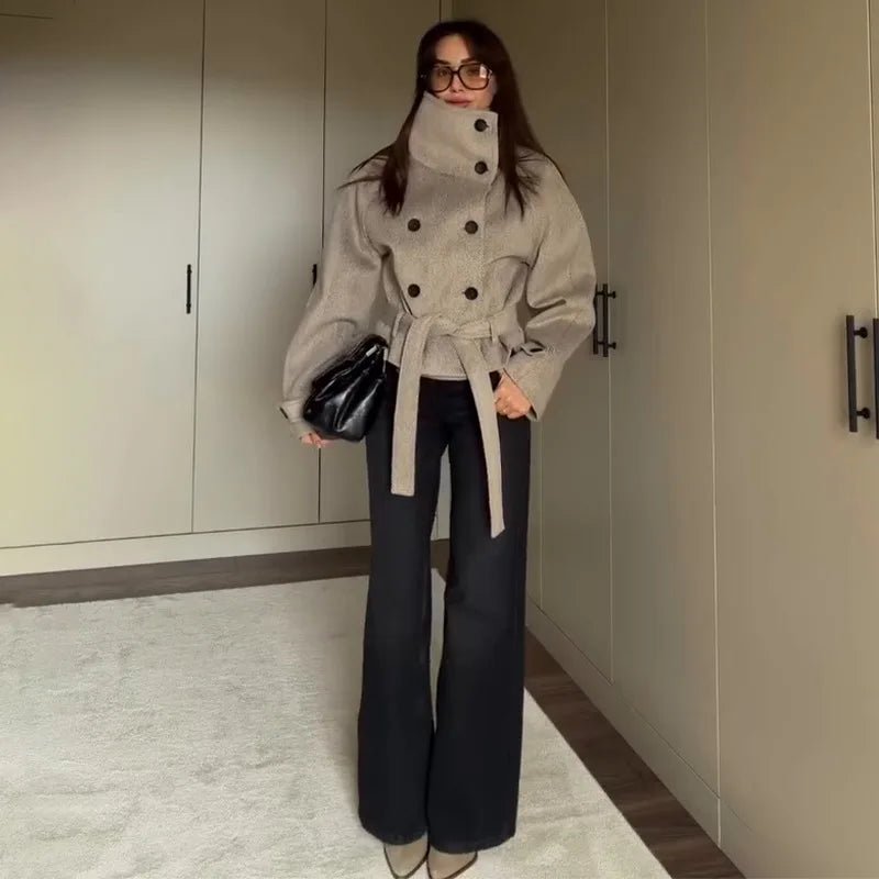 ZEYA - Olivia Belted Funnel Neck Coat