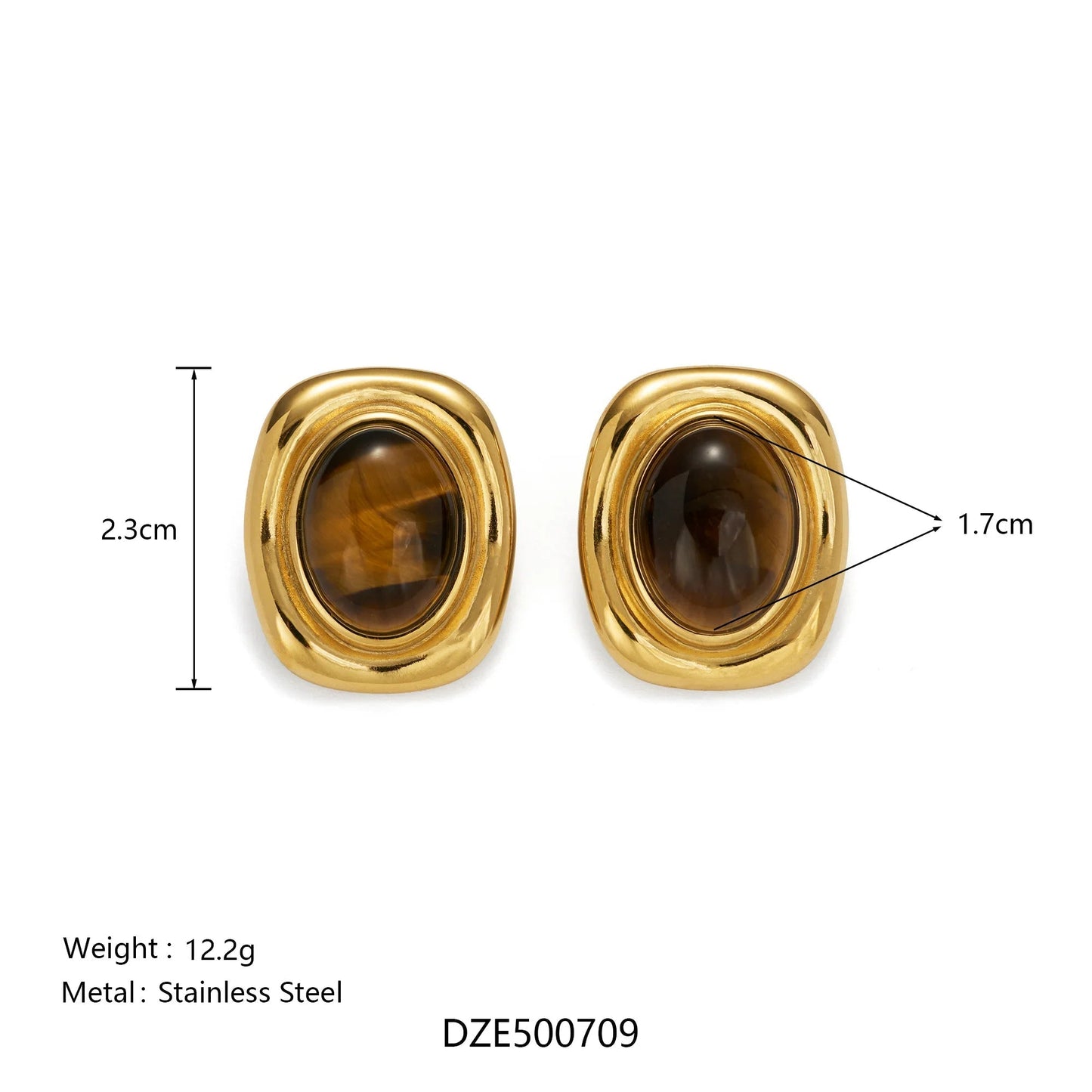 ZEYA - Olivia Oval Natural Stone Earrings