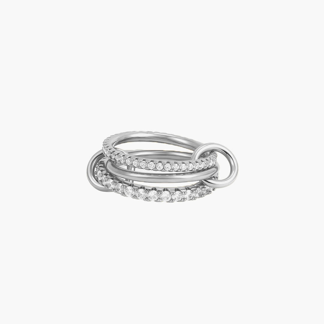 ZEYA - Pamela Sparkling Rhinestone Three Stacked Ring