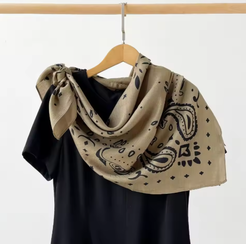 ZEYA Reese Paisley Knitted Bandana Scarf in Beige