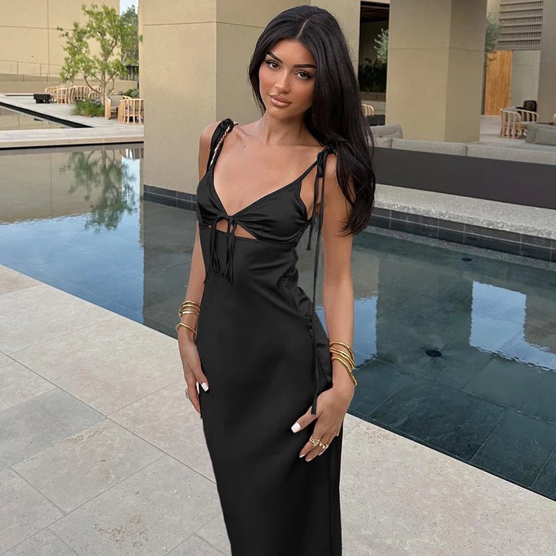 ZEYA - Renata Lace - Up Spaghetti Strap Maxi Dress