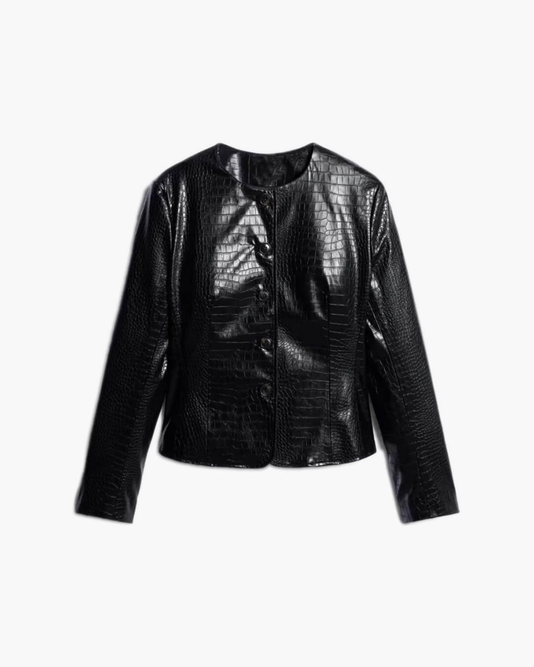 ZEYA - Ruth Croc Embossed Faux Leather Jacket